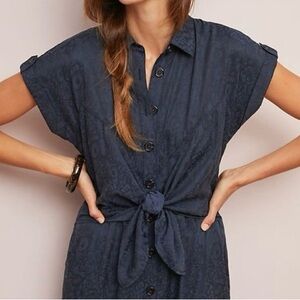 Anthropologie | Floral Navy Jumpsuit